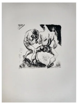 Jean Gabriel Daragnès, the Boxing Match, 1946, Original Lithograph, 1946