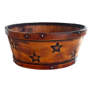 Antique Primitive Pantry Box With Embossed Stars For Sale