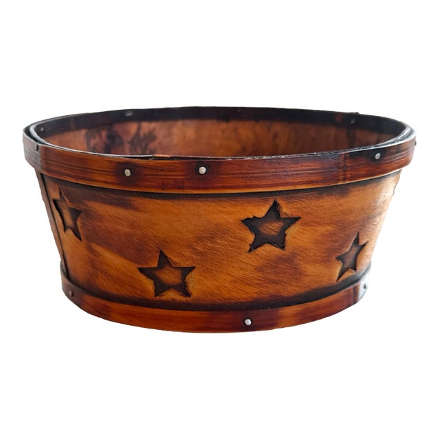 Antique Primitive Pantry Box With Embossed Stars For Sale