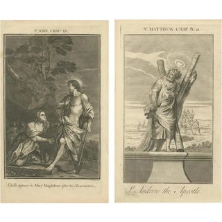 Durand, Christ's Resurrection & St. Andrew the Apostle, 1735, Engravings, Set of 2 For Sale