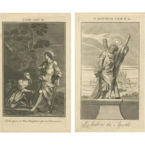 Durand, Christ's Resurrection & St. Andrew the Apostle, 1735, Engravings, Set of 2 For Sale