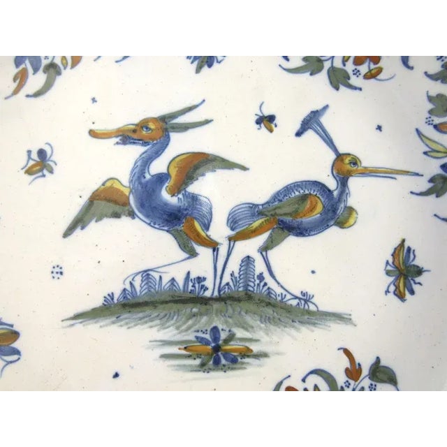 19th Century French faience multicolor charger with exotic birds. c.1860 13' diameter very good condition