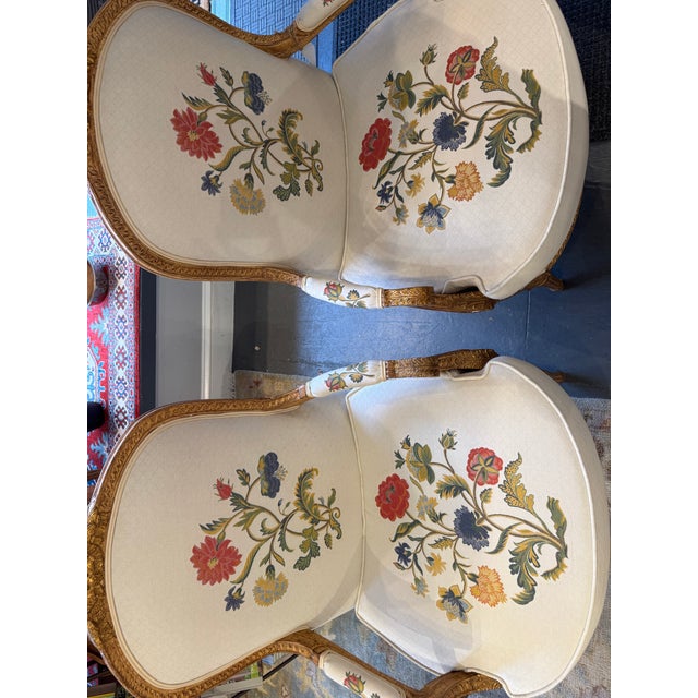 Alabaster Antique French Louis XVI Style Gilded Wood Side Chairs For Sale - Image 8 of 11