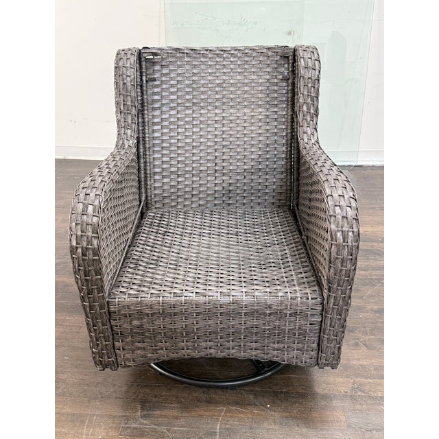 Wood Outdoor Porch Glider Swivel Chair For Sale - Image 7 of 12