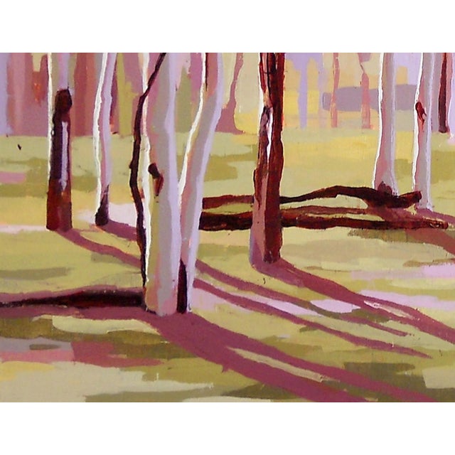 Intervals by Hadley Rampton | Oil on Canvas Landscape with trees and shadows. For Sale - Image 4 of 4
