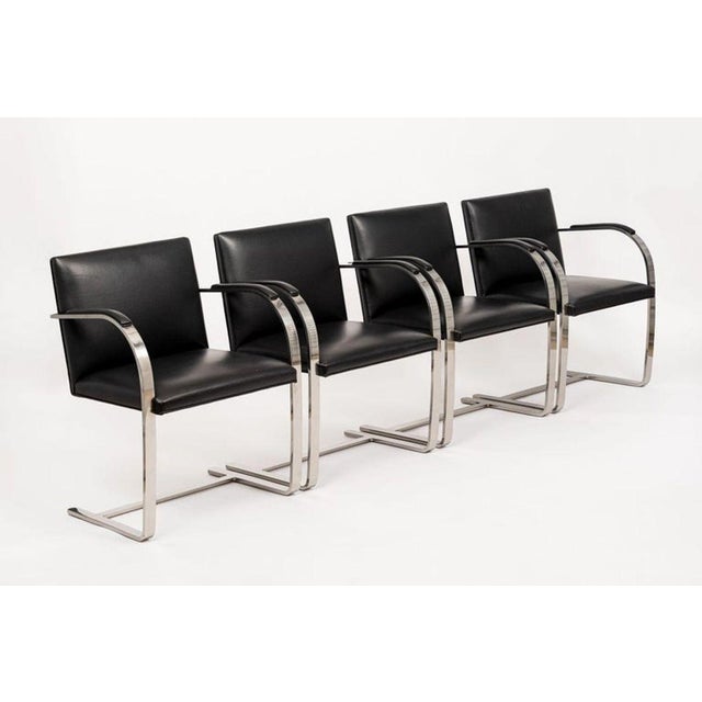 Mid Century Black Brno Chairs by Mies Van Der Rohe for Knoll Set of 4 For Sale - Image 11 of 13