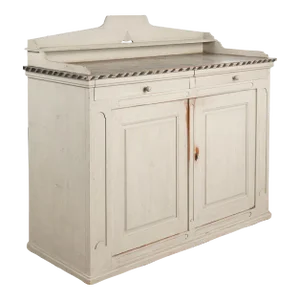​​​​​​​Antique Gustavian Gray Painted Tall Sideboard Buffet Server From Sweden Circa 1820-40