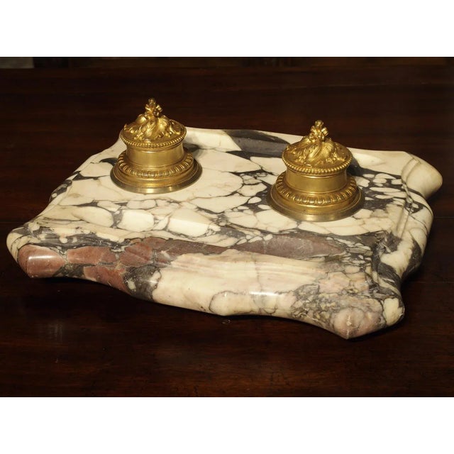 Large Antique French Marble and Bronze Inkwell, Circa 1880 For Sale - Image 11 of 11