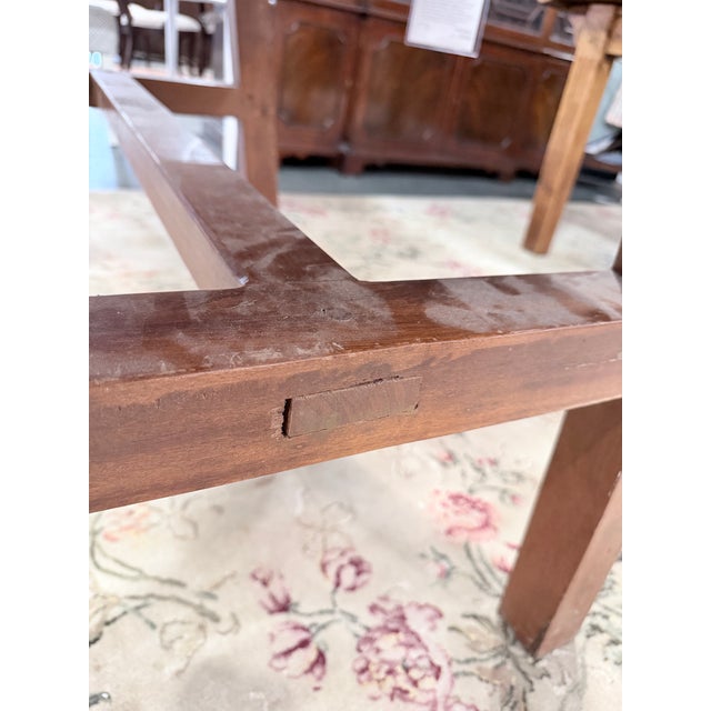 Brown Vintage Arts & Crafts Mission Solid Oak Dining Table With Trestle Base For Sale - Image 8 of 8