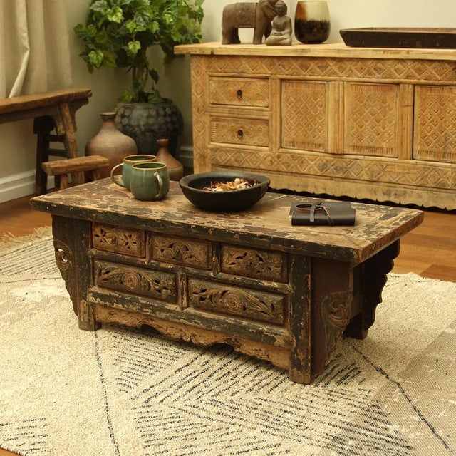 Shaanxi Carved Kang Table For Sale - Image 11 of 14