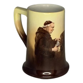 Antique Limoges Monk Tankard Mug: William Guerin Hand-Painted c. 1900 For Sale