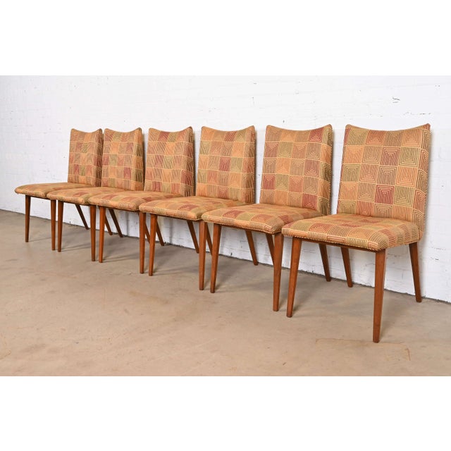 Bert England for Johnson Furniture Mid-Century Modern Walnut Upholstered Dining Chairs, Set of Six For Sale - Image 13 of 13