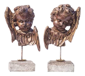 20th C. Italian Style Wood Cherub Fragments - A Pair