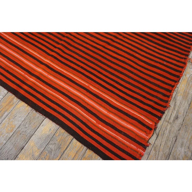 1920s Red Background Stripe Black and Ivory Desing Antique Navajo Rio Grande Rug For Sale - Image 14 of 17