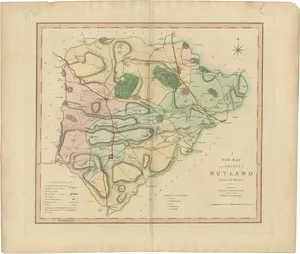 Antique Hand-Colored County Map of Rutland, England, 1804
