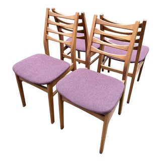 Mid-Century Teak Ladder-Back Dining Chairs, 1960s, Set of 4 For Sale