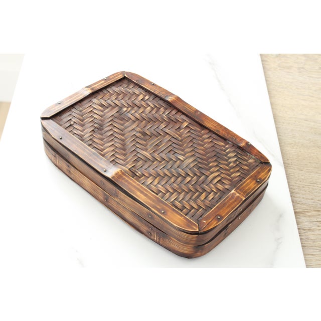 Chinoiserie Chinoiserie Rattan Catchall Box For Sale - Image 3 of 4