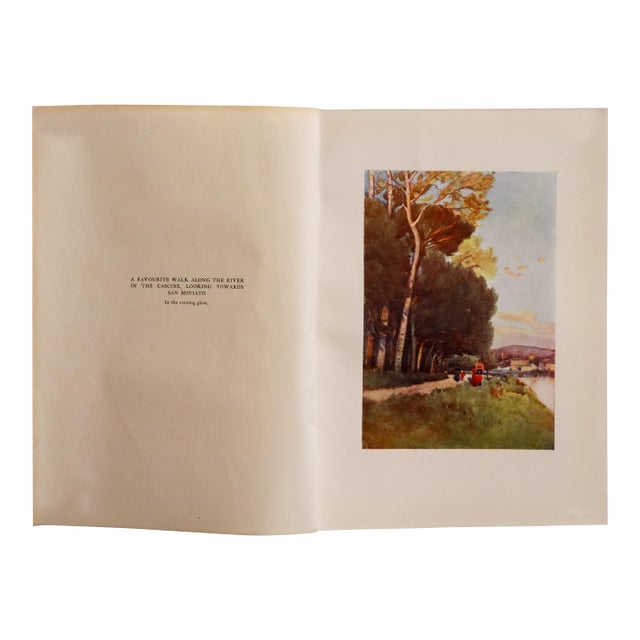 1905 Italian Original Print - A Favorite Walk Along the River in Cascine - From Book Florence & Some Tuscan Cities (1905) For Sale