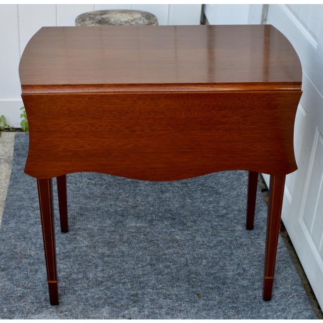 Inlaid Mahogany Pembroke Table Bench Made Federal Style Accent End Side Table For Sale - Image 4 of 16