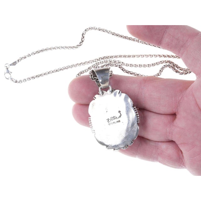 Late 20th Century Fred Peters Navajo Sterling Multi-stone channel inlay pendant. For Sale - Image 5 of 5