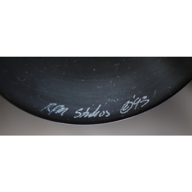 Green 1990s Pair of Hand Blown Harry Stuart RPM Studio Art Glass Goblet Chalice Wine Glass For Sale - Image 8 of 11