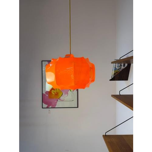 Orange Pendant Lamp with Yellow Cable from Ilka Plast For Sale - Image 6 of 11
