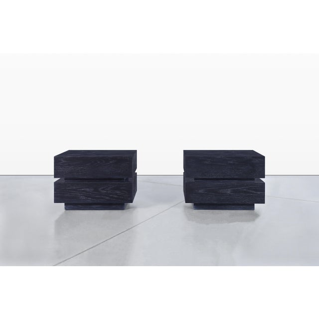 Wood Vintage Black Cerused Nightstands by Steve Chase For Sale - Image 7 of 14
