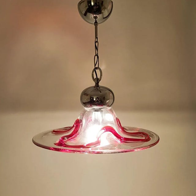 Metal Italian Postmodern Murano Glass Pendant Lamp from Seguso Vetri d'Arte, 1980s For Sale - Image 7 of 13