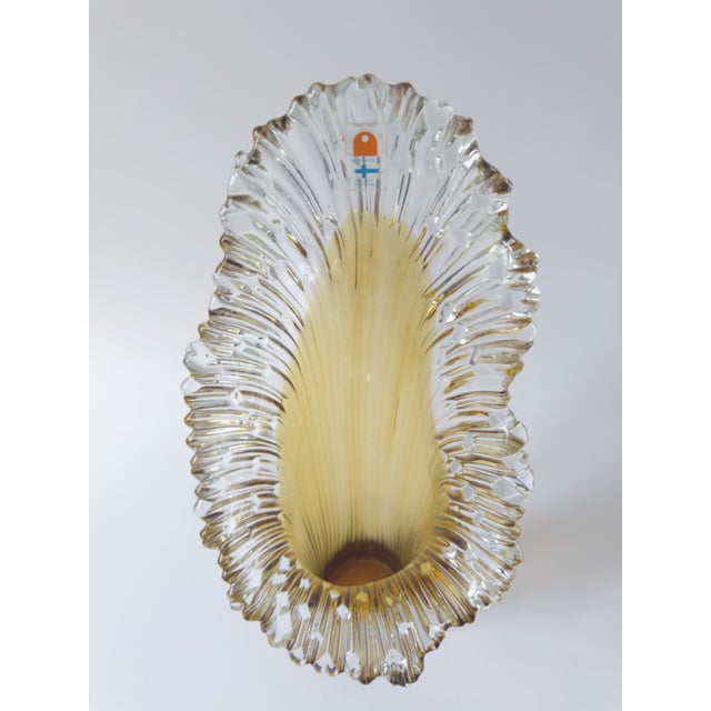 Modern Large Scandinavian Sculptural Art Glass Vase by Tauno Wirkkala for Humppila, 1970s For Sale - Image 3 of 17