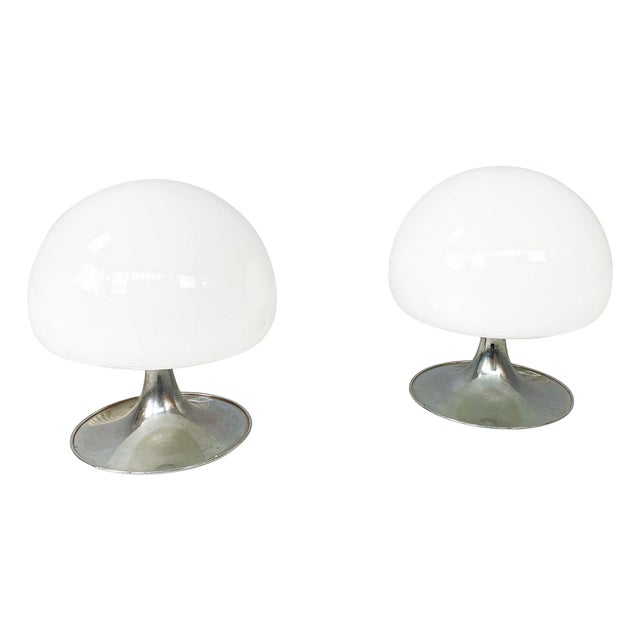 Mid-Century Italian Mushroom Table Lamps attributed to Goffredo Reggiani for Reggiani, 1970s, Set of 2 For Sale
