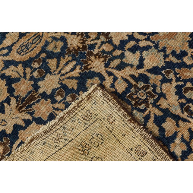 Textile 1920s Persian Meshad Rug in Beige, Blue, and Brown For Sale - Image 7 of 8