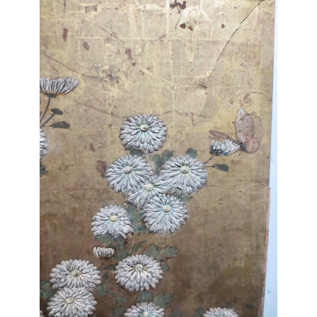 Paper Antique Edo Japanese Chrysanthemum Panel Circa 1700 For Sale - Image 7 of 10
