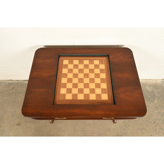 Baker Furniture Style American Empire Carved Mahogany Game Table or Occasional Table, Circa 1970s For Sale In South Bend - Image 6 of 15