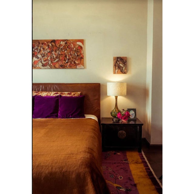 Orange Pillow: Accent Pillow: Sumptuous Orange/Terracotta “Tie- Dyed” Slub Boucle Velvet XL Pillow W/Silk Triple Ply Orange Moss Fringe/ 50/50 Down - All New For Sale - Image 8 of 12