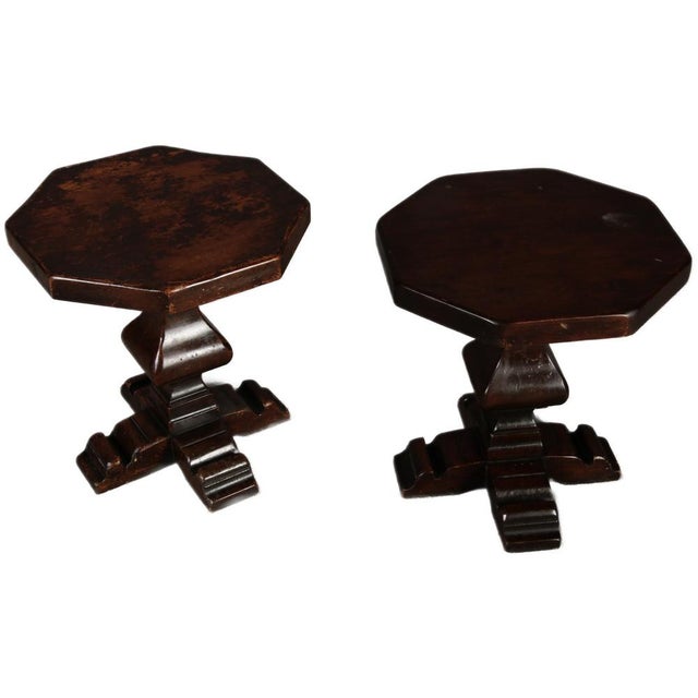 Antique Octagonal Walnut Plant Stands, 1880, Set of 2, in Good conditions. Designed before 1890