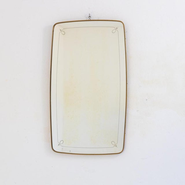 Metal Rectangular Mirror with Brass Frame, 1960s For Sale - Image 7 of 7