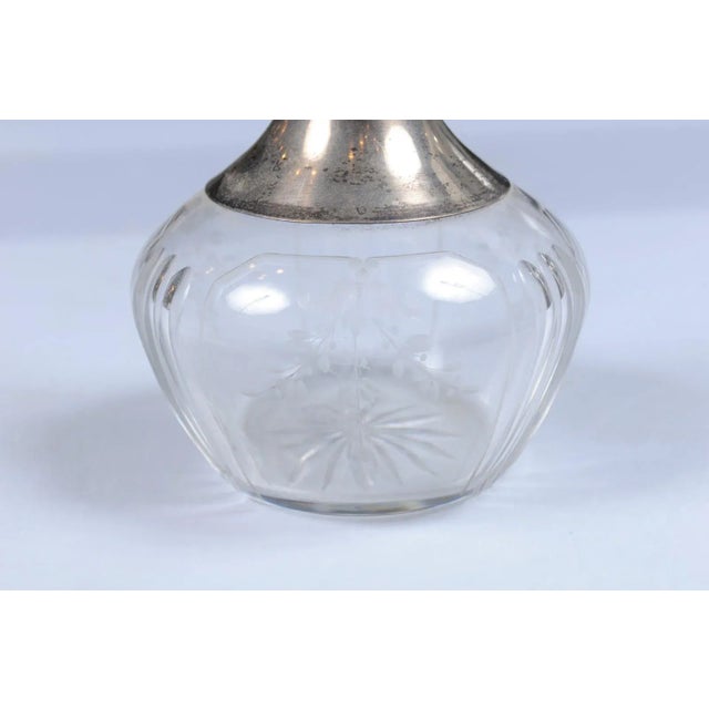 Mid 20th Century Danish Crystal and Silver Decanter with Stopper and Foliage Engraved Body For Sale - Image 5 of 13
