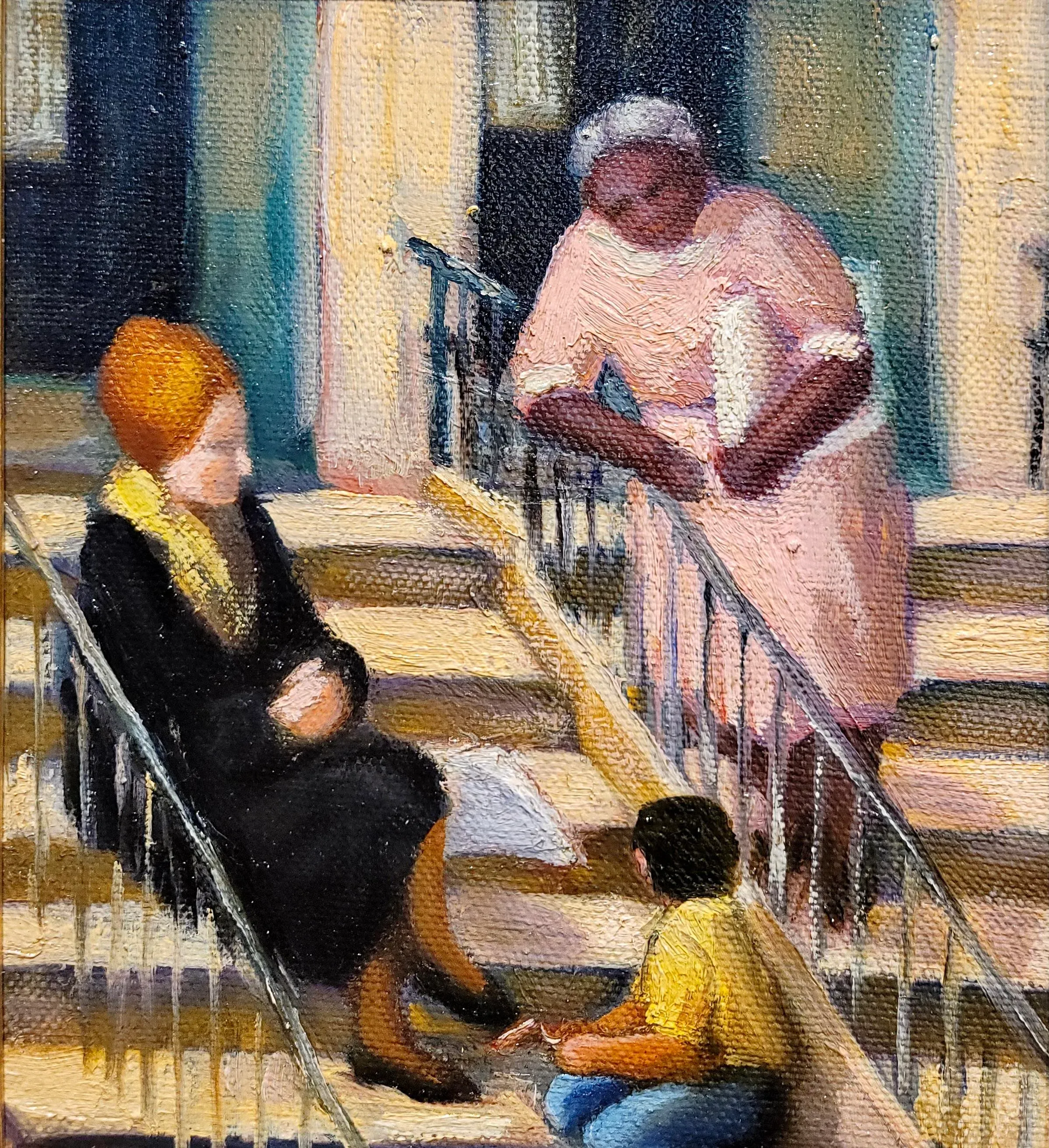 Mabel Alvarez - Mother ,Son & Her Black Mammy- 1930s Oil Painting