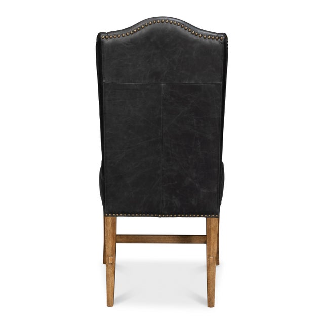 Leather Wingback Dining Chairs in Black, Sets of 2 For Sale - Image 4 of 11