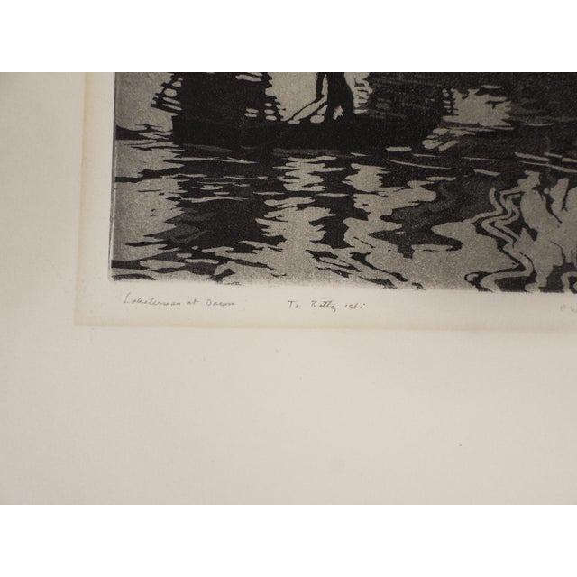 American 1965 Lobsterman at Dawn Etching For Sale - Image 3 of 4