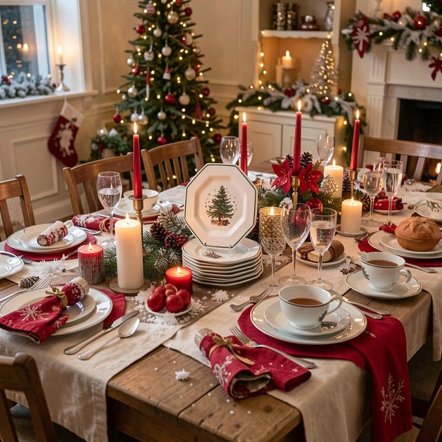 American Vintage Nikko Christmastime 50-Piece Dinnerware & Stemware Set - Service for 12 For Sale - Image 3 of 14