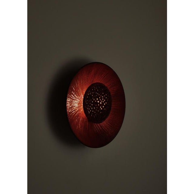 1960s Scandinavian Modern Huge Ceramics Sun Wall Sconce attributed to Sejer Denmark, 1960s For Sale - Image 5 of 15