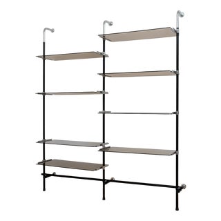 Bauhaus Glass and Steel Bookshelf, 1950s For Sale