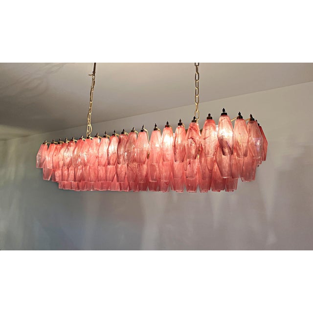 Contemporary Murano Poliedri Chandelier Pink Alabaster –138 Handblown Glasses – Large Italian Luxury Ceiling Light For Sale In Los Angeles - Image 6 of 9