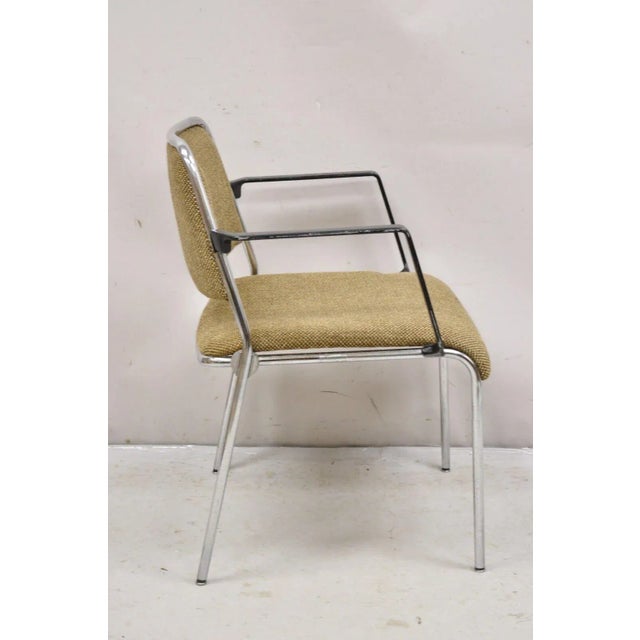 Mid-Century Modern Late 20th Century Vintage Sculpted Chrome Frame Post Mid Century Modern Office Armchair For Sale - Image 3 of 12