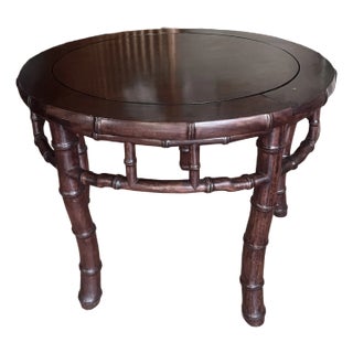 Chinese Faux Bamboo Mahogany Table 20hTh. C. For Sale