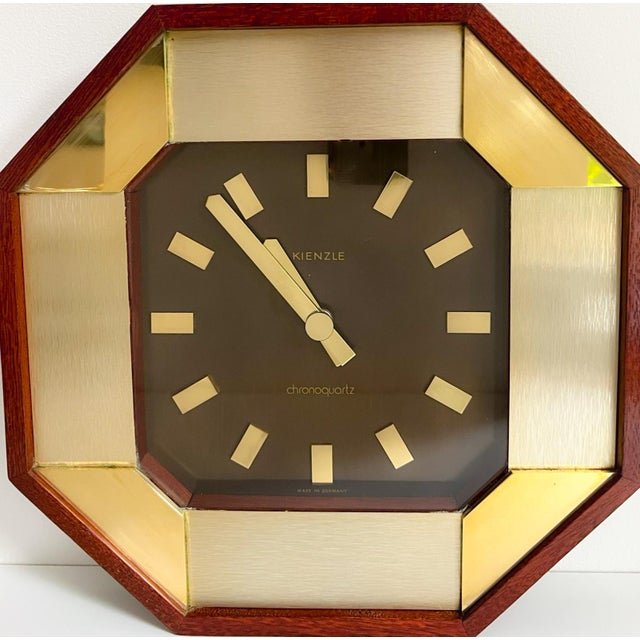 Kienzle Chronoquartz Wall Clock in Teak and Brass from Kienzle International, 1970s For Sale - Image 6 of 10