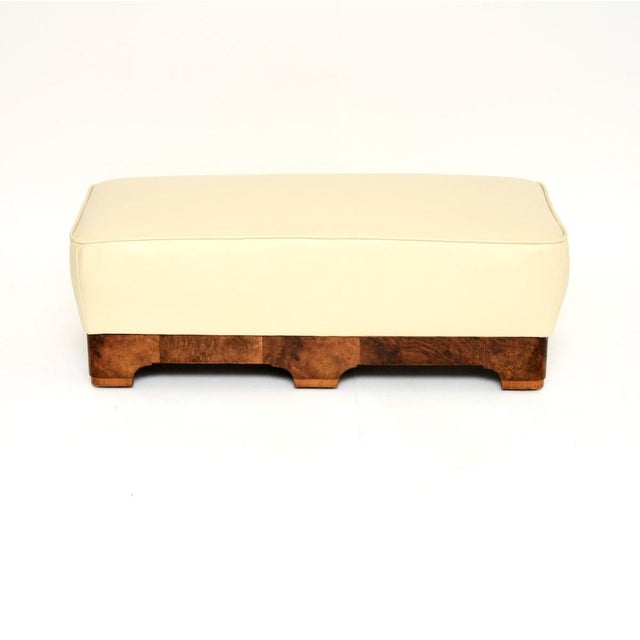 Art Deco Burr Walnut and Leather Ottoman, 1930s For Sale - Image 11 of 11