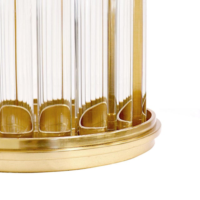 Pasargad Home Calypso Brushed Gold Lucite Hurricane For Sale - Image 4 of 7