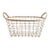 Mid-Century French Distressed White Wire Gathering Basket With Ball Feet & Handles For Sale